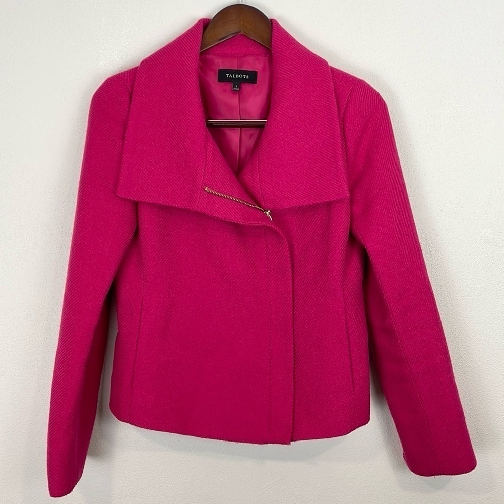 Talbots Moto Zip Blazer Pink